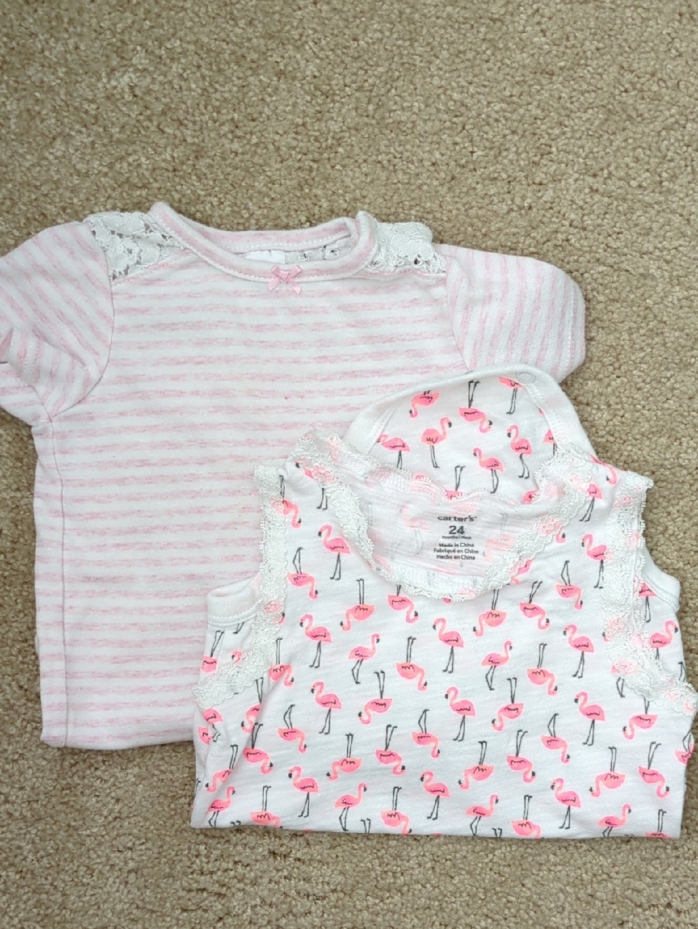 Carter's Pink and White/Flamingo Bodysuits